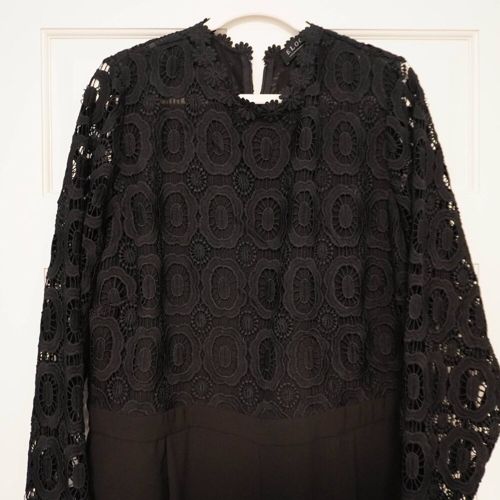 Eloquii Black Lace Jumpsuit Size 20 Elegant Wide Leg Formal Evening.  NWOT - Picture 2 of 3